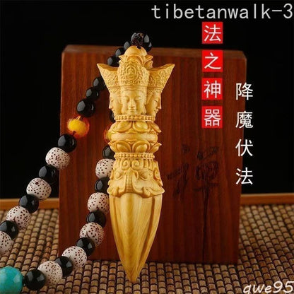 1pc Chinese Wood Carving Vajra Pestle Pendant Statues