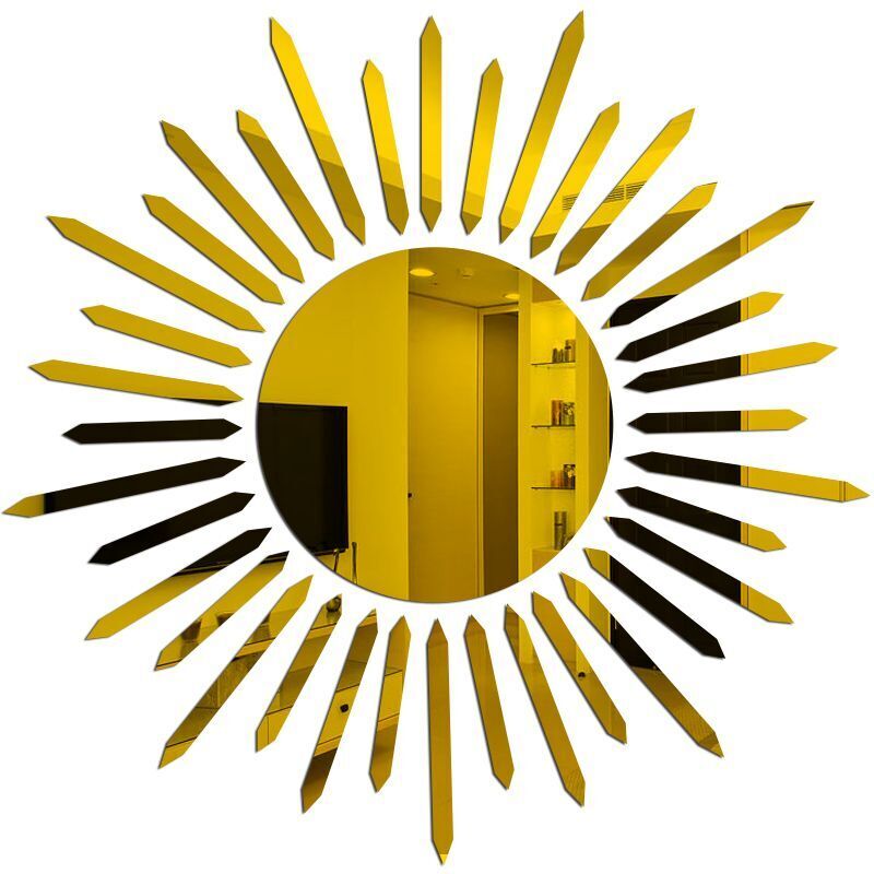 Wall Mirror Stickers Acrylic 3D Sunflower Decorative DIY Room Decors 35.4x35.9cm