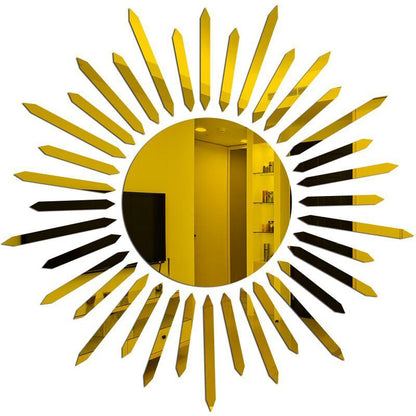 Wall Mirror Stickers Acrylic 3D Sunflower Decorative DIY Room Decors 35.4x35.9cm