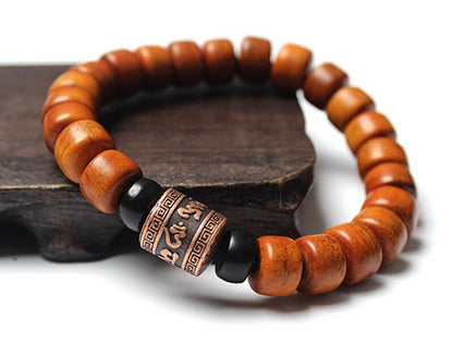 Buddhism Prayer Chain Tibet Yak Old Bone Beads Bracelet Om Mani Padme Hum