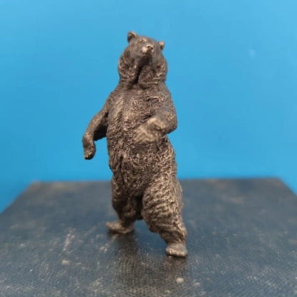 Old Brass China Big Black Bear Animal Model Statue Tea Pet Car Table Ornament