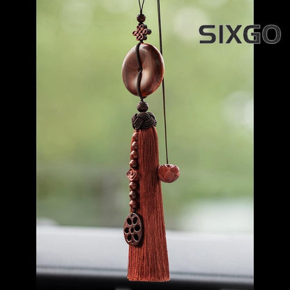 Rosewood Car Charm Buddhist Amulet Car Decor Hanging Ornament