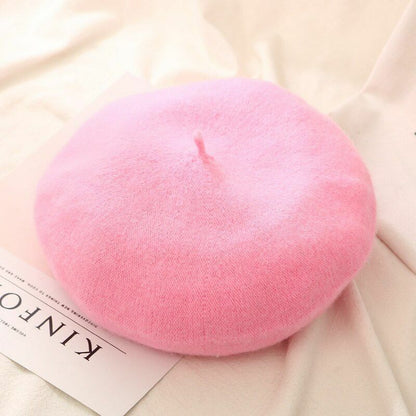 Beret Cap Winter Warm Wool Hat Fashion Elegant French Style Plain Beret Hiking