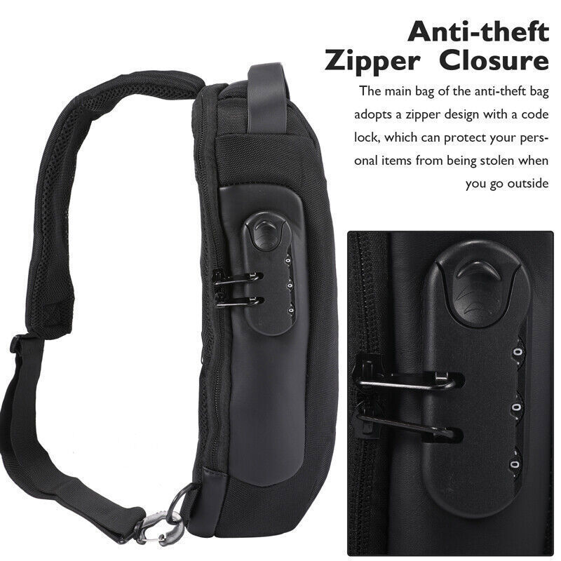 Anti-Theft Sport Sling Shoulder Bag USB-Charging Crossbody Bags Chest Daypack