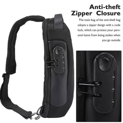 Anti-Theft Sport Sling Shoulder Bag USB-Charging Crossbody Bags Chest Daypack