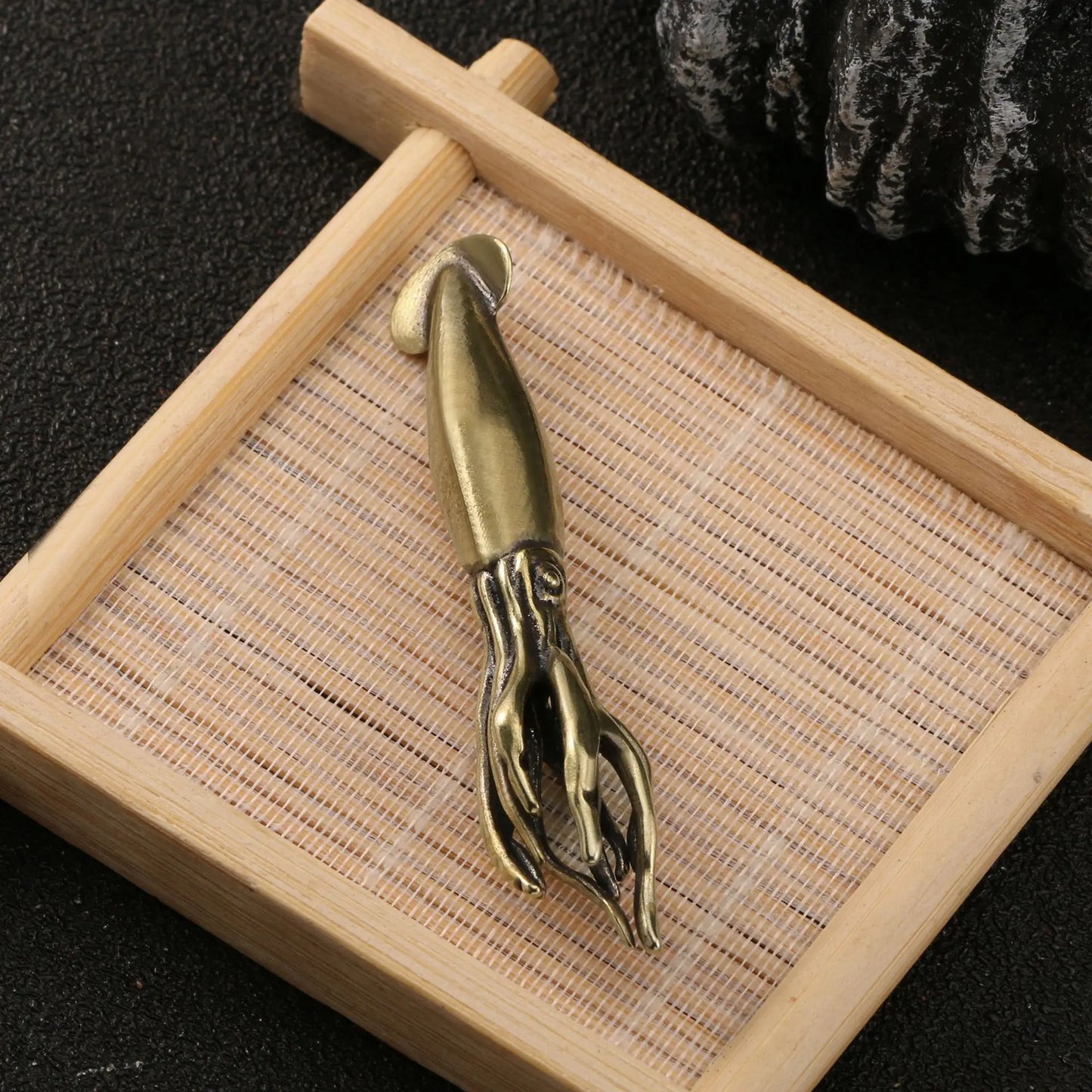 Brass Squid Cuttlefish Mini Decorative Figurines Marine Animals Desk Decoration