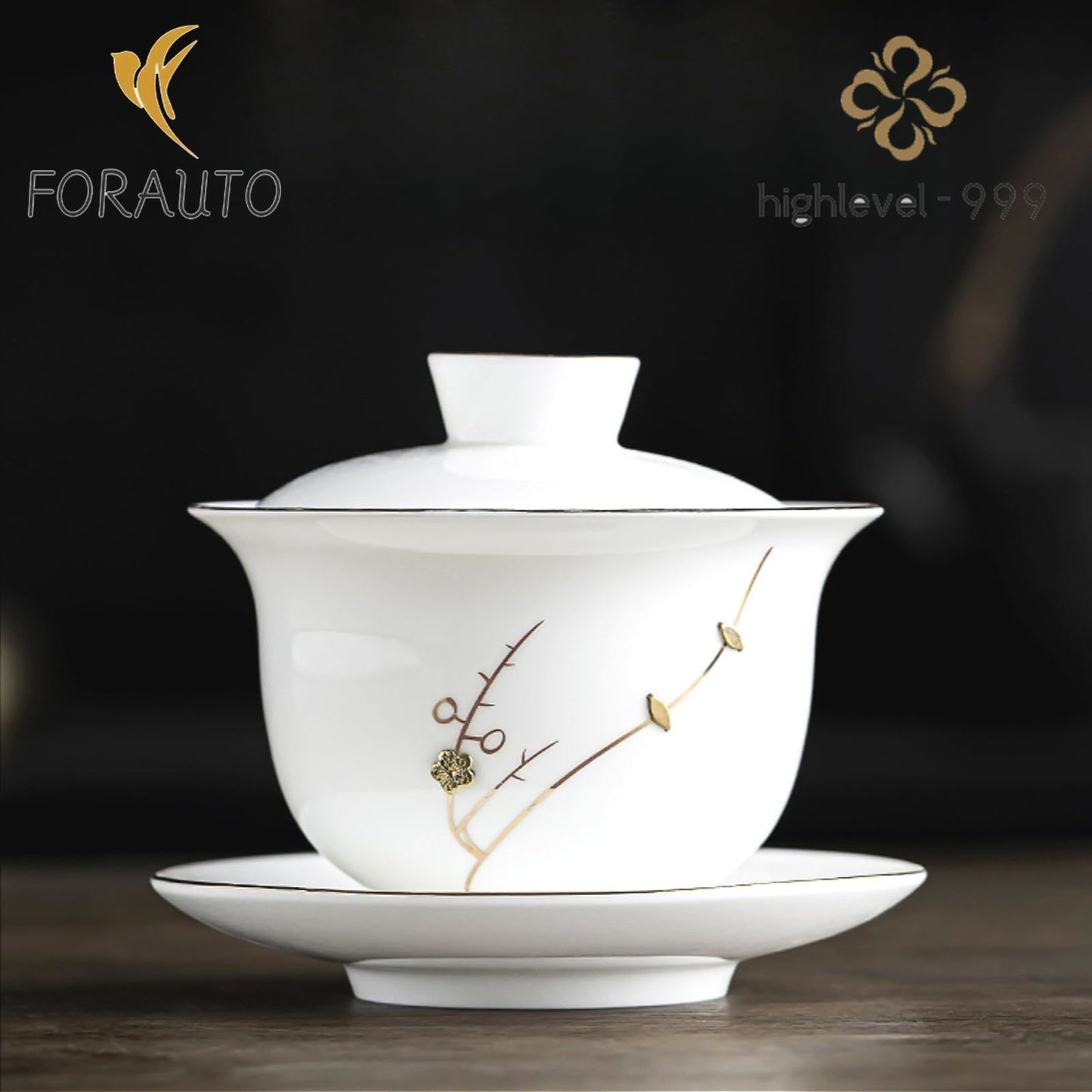Jade White Porcelain Gaiwan Tea Cup 180ml 6.2oz Chinese Kung Fu Tea Set