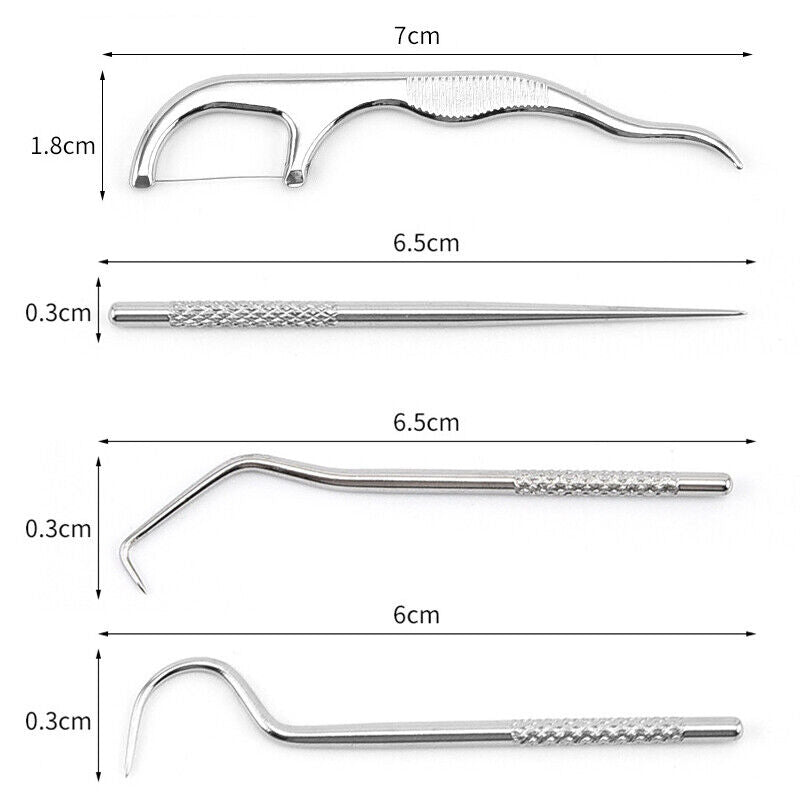 Metal Toothpick Floss With Storage Bag Stainless Steel Teeth Cleaning Oral Care*