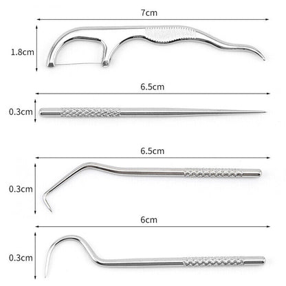 Metal Toothpick Floss With Storage Bag Stainless Steel Teeth Cleaning Oral Care*