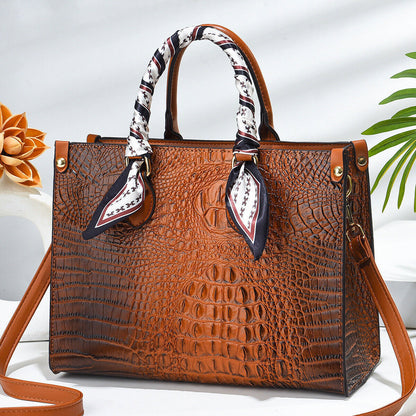Fashion Crocodile Pattern Handbag Faux Leather Shoulder Bag Women's Purse