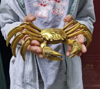 Big Brass Crab Statue Feng Shui Home Decor Figurine Collectibles