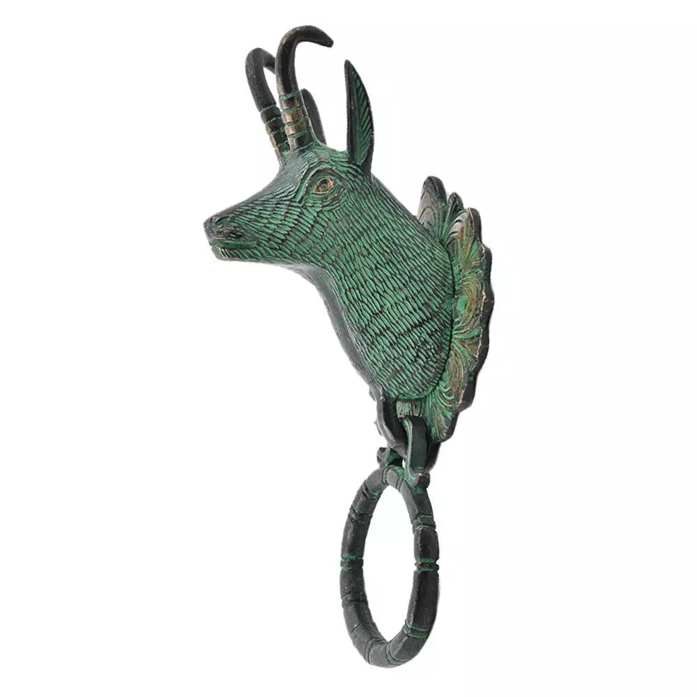 Antique Look Brass Billy Goat Patina Door Knocker Door Bell Home Decor