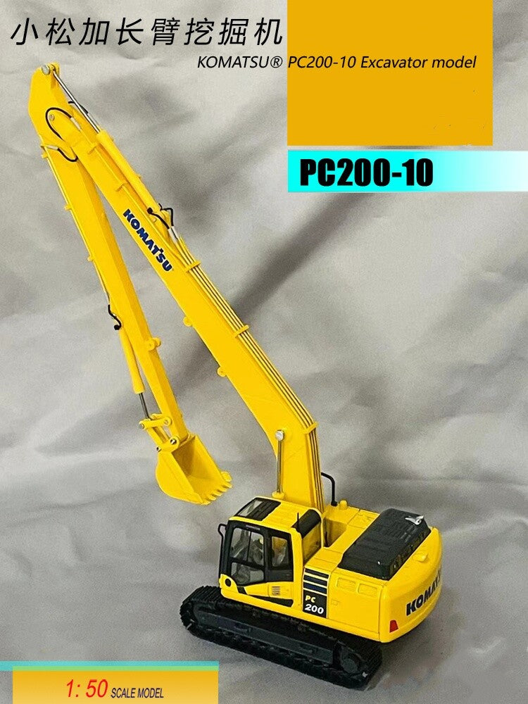 1:50 PC200-10 Extended Arm Excavator Contruction Machine Equipment Diecast Model