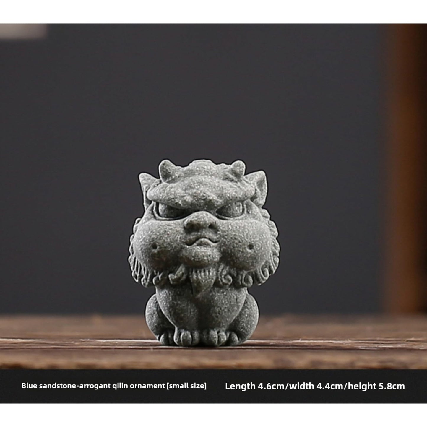 Green Sandstone Little Kylin Tea Pet Ornament 5.8cm 2.3in Kung Fu Tea Tray Decor