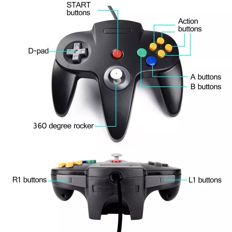 New Wired Controller Joystick Compatible With Nintendo 64 N64 Video Game Console