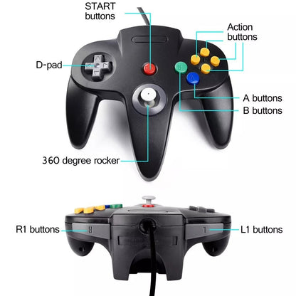 New Wired Controller Joystick Compatible With Nintendo 64 N64 Video Game Console