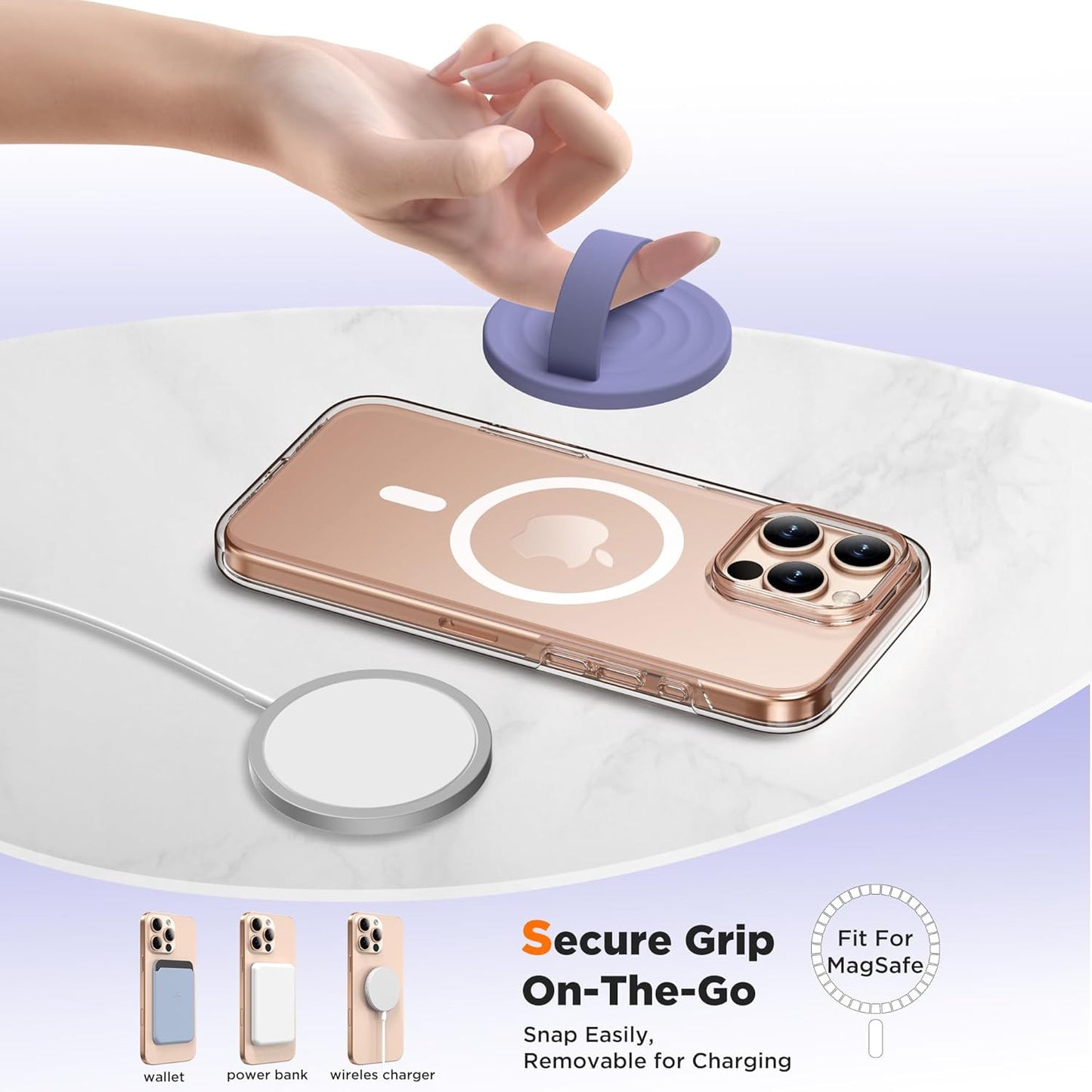 Magnetic Phone Grip Ring Holder, Liquid Silicone Magnet Cell Phone Grip Finger L