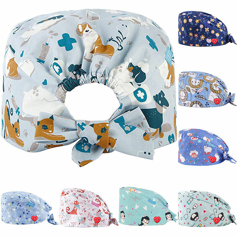 Surgical Cap Baotou Cap Doctor Hat Nurse Floral Fashion Cartoon Printing Buckle