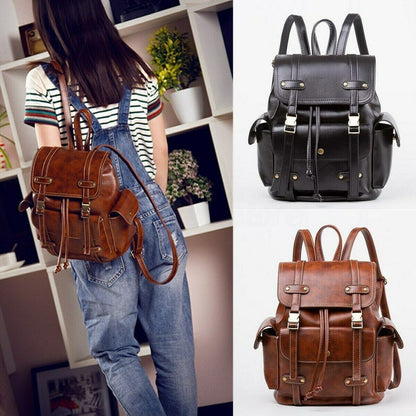 New Women‘s’ PU Leather Backpack Handbag Shoulder Messenger Rucksack Laptop Bag