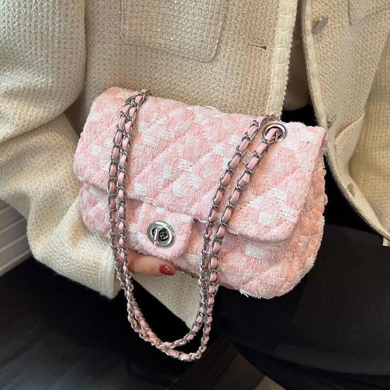 Fabric Flap Crossbody Bags Women Travel Chain Handbags Shoulder Bag