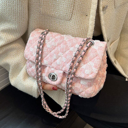 Fabric Flap Crossbody Bags Women Travel Chain Handbags Shoulder Bag