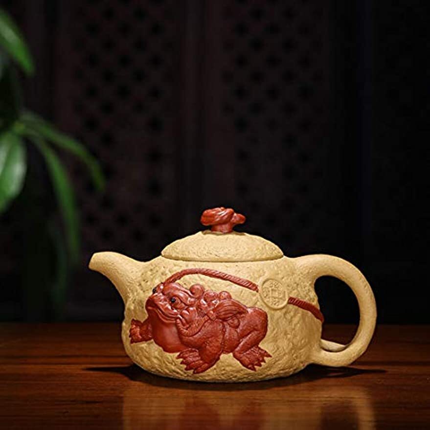 Teapot Chinese Yixing Zisha Clay Handmade Gongchun Tea Pot Yellow Wealth Spittor