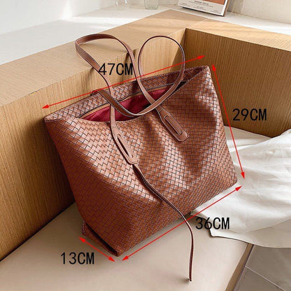 Woven Shoulder Bag Large Tote Bag Luxury Handbag Fashion Underarm Bag Polyester
