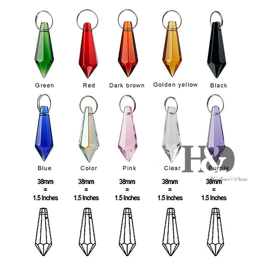 50PCS Rainbow Chandelier Crystals Lamp Prisms Parts Hanging Drops Pendants 38mm