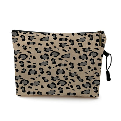 Water Resistant Makeup Bag Zebra Stripe Brown Pink Leopard Print Cosmetic Purse