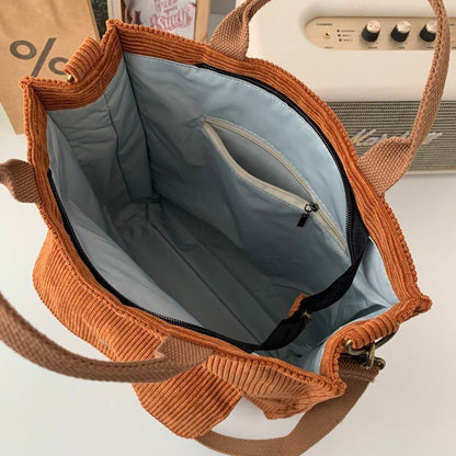 Corduroy Bag Women Shoulder Bags Handbags Spring Summer Bookbag Canvas Tote Bag