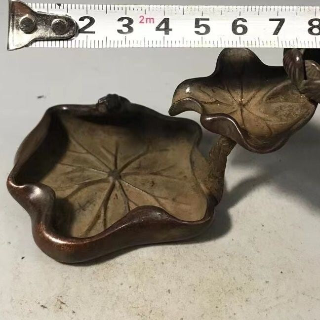 Chinese Bronze Lotus Flower “连年有鱼” Backflow Fragrance Statue Tea Pet Collection