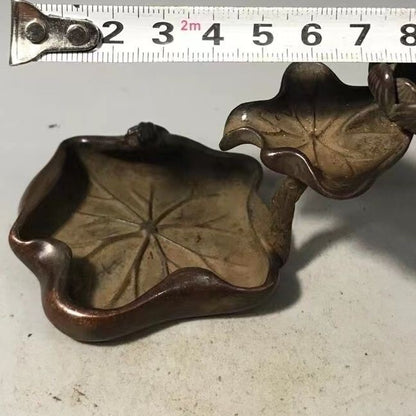 Chinese Bronze Lotus Flower “连年有鱼” Backflow Fragrance Statue Tea Pet Collection