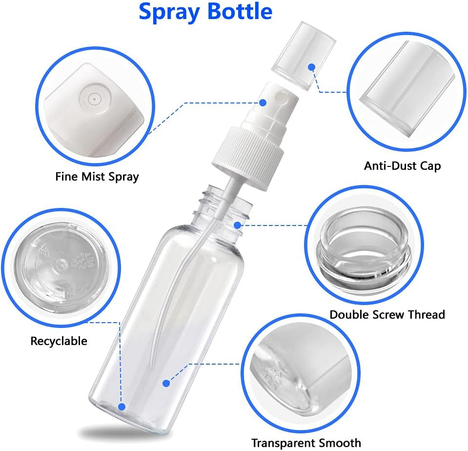 5PCS 30/60ML Travel Spray Bottle Plastic Transparent Perfume Empty Atomizer USA