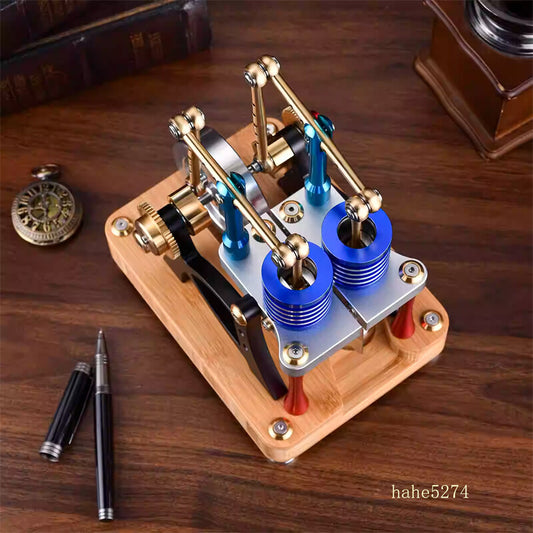 Single/Twin Cylinder Alloy Engine Stirling Model Physical Air Energy Model Gift
