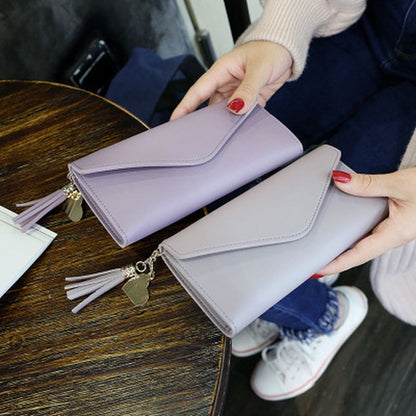 Long Wallet Purses Tassel Coin Purse Card Holder Money Bag Synthetic Leather 1PC