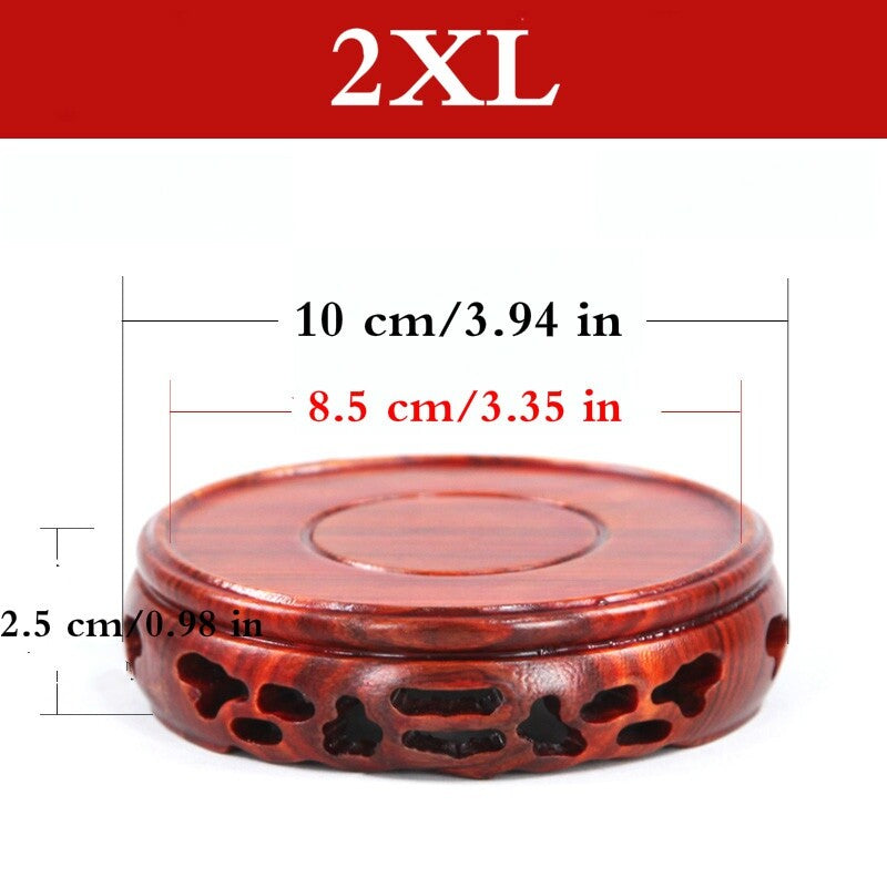 Round Annatto Display Stand Wood Carving Hollow Pedestal Flower Pot Base Crafts