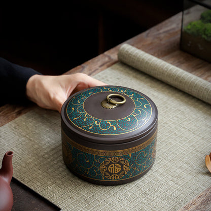 Sealed Canister For Loose Tea Small With Lid Yixing Zisha Purple Clay Tea Caddy