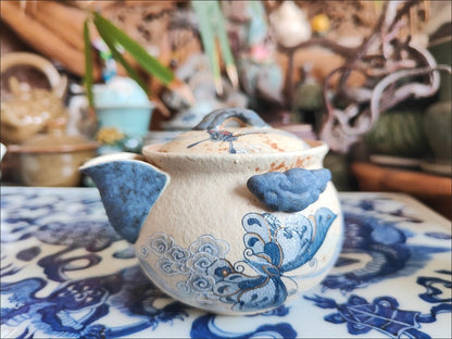 Flint Caramel Cloud Butterfly Ceramic Grip Teapot Kung Fu Tea Set