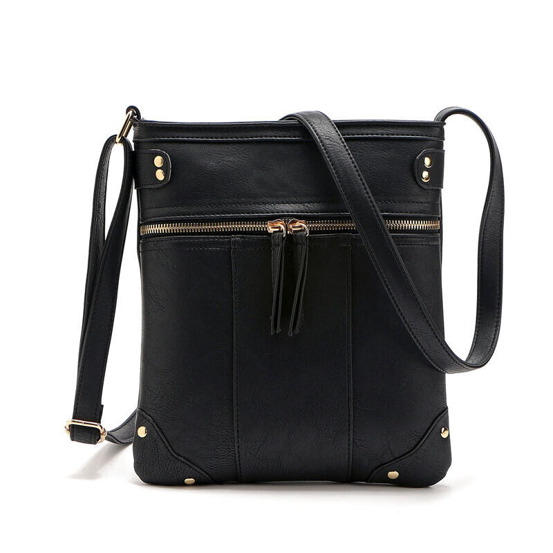 Women Rivet Tassel Crossbody Shoulder PU Leather Bag Purse Outdoor Travel NEW