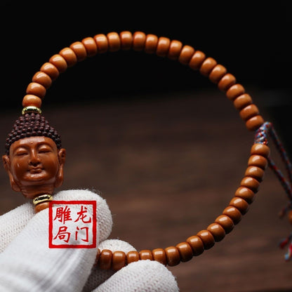 Big Sun Tathagata Olive Nut Bracelet Hand Carved Buddha Head Wenwan Jewelry