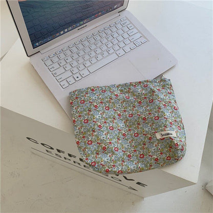 Floral Cosmetic Bag Cotton Fabric Make Up Storage Pouch Vintage Phone Clutch Bag