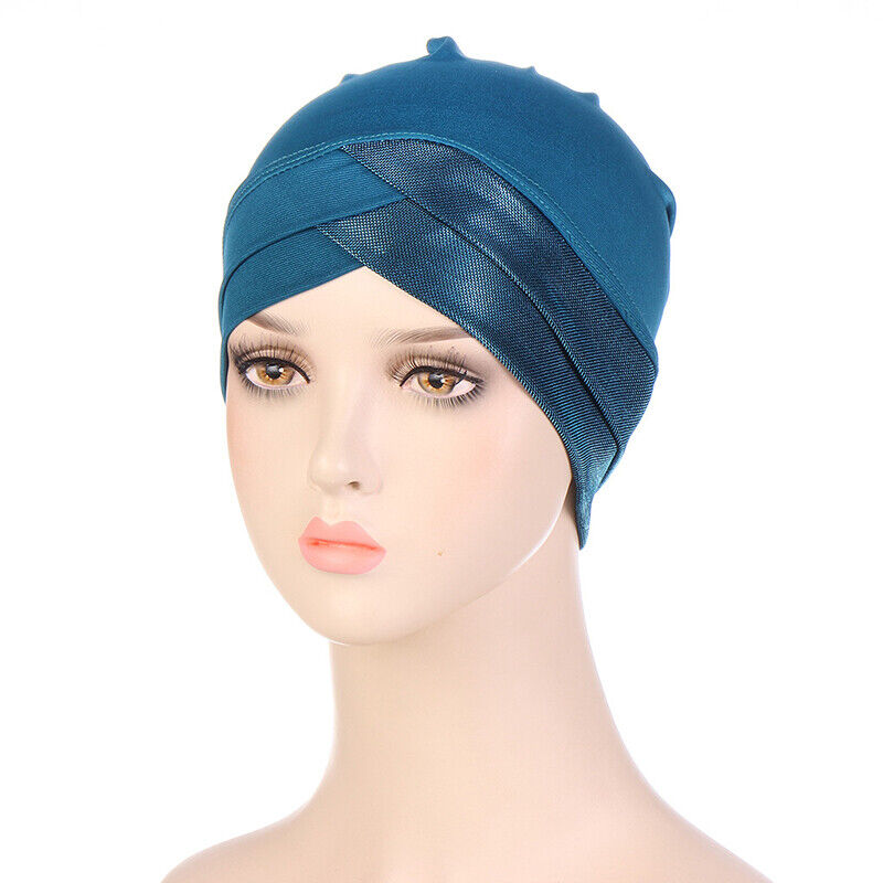 Women Stretch Forehead Cross Indian Hat Turban Hat Bottoming Hat Inner Hijab Cap