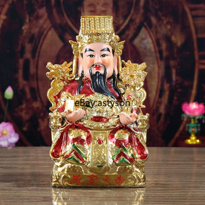 Chinese Ceramic Jade Emperor Queen Mother Goddess Statue Household Ornaments