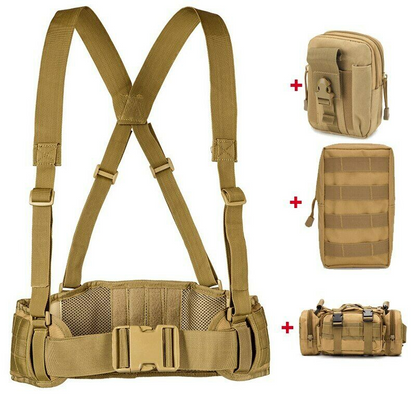 Army War Battle Belt Military Tactical Nylon Waist Bag Tools Carrier CS Belt