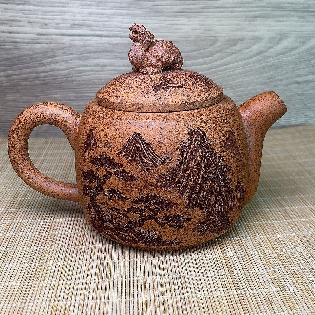 Yixing Zisha Tiger Teapot 300ml Old Duan Ni Wood Fired Chinese Clay Tea Pot