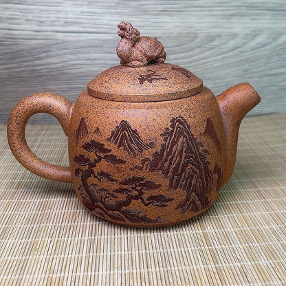 Yixing Zisha Tiger Teapot 300ml Old Duan Ni Wood Fired Chinese Clay Tea Pot
