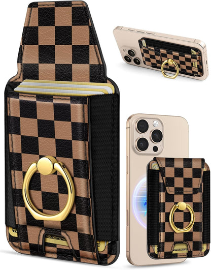 Compatible with Magsafe Wallet with Ring Grip Magnetic Card Holder - Cute Phone