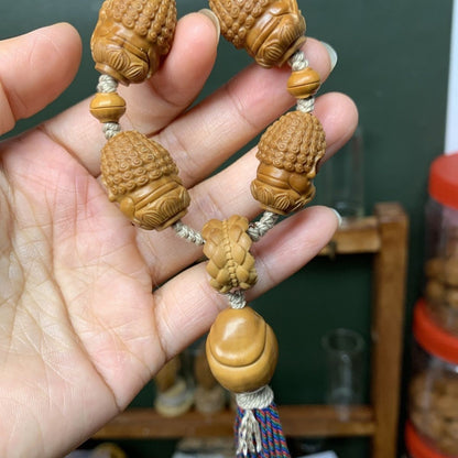 Olive Nut Hand Carved Four No Buddha Hand Twist Beads Retro Wenwan Decor