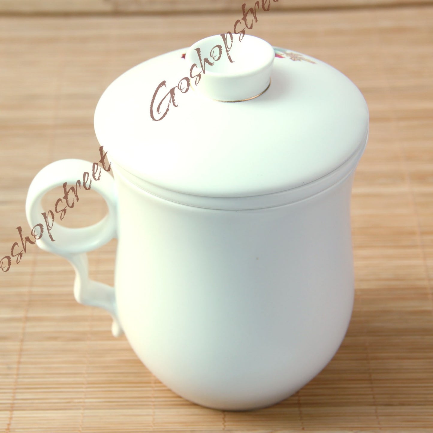 270ml Ceramic China Porcelain Tea Cup Coffee Mug lid Infuser Filter