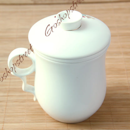 270ml Ceramic China Porcelain Tea Cup Coffee Mug lid Infuser Filter